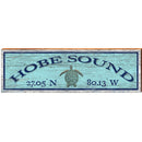 Hobe Sound Sea Turtle Blue Latitude Longitude | Wall Art Print on Real Wood