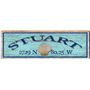 Stuart Sea Shell Blue Latitude Longitude | Wall Art Print on Real Wood