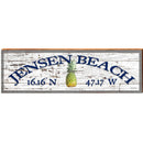 Jensen Beach Pineapple Shabby Latitude Longitude | Wall Art Print on Real Wood