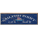Sailfish Point Sailfish Navy Shabby Latitude Longitude | Wall Art Print on Real Wood