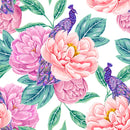 Flowers with Peacocks Wallpaper