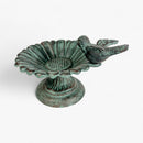 Sunflower Bird Bath and Feeder, Verdigris Cast Iron Pedestal