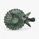 Sunflower Bird Bath and Feeder, Verdigris Cast Iron Pedestal