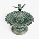 Sunflower Bird Bath and Feeder, Verdigris Cast Iron Pedestal