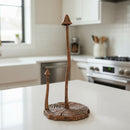 Mushroom Paper Towel Holder, Rustic Copper Cast Iron Kitchen Decor