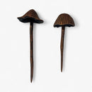 Mushroom Garden Stakes, Cast Iron Set of 2, Aged Copper Finish