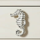 Seahorse Drawer Pull, Distressed White Cast Iron Cabinet Knob