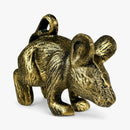 Mouse Door Stop and Bookend, Antique Gold Cast Iron Shelf Decor