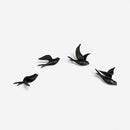 Bird Wall Hooks, Cast Iron Set of 4, Natural Iron Finish