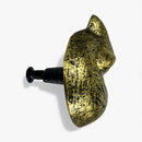 Fox Head Drawer Knob, Gold Cast Iron Cabinet Pull Hardware