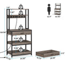 Grey Modern Baker's Rack Kitchen Shelving Unit with Pull-Out Shelves and Drawer