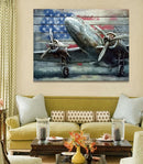 USA Air Force WW2 Era Cargo Plane Jet 3D Wall Art Painting on Metal Canvas