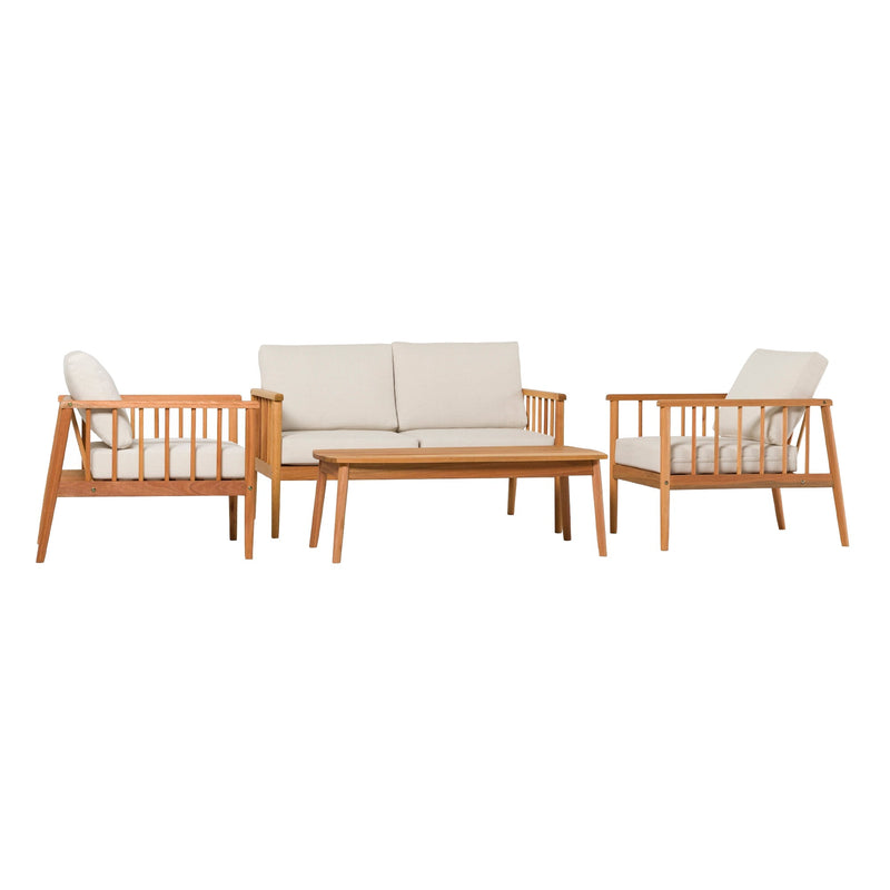 Circa Modern 4-Piece Solid Wood Spindle Patio Chat Set