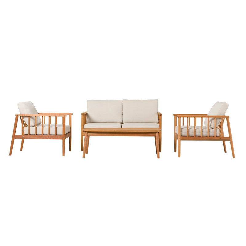 Circa Modern 4-Piece Solid Wood Spindle Patio Chat Set