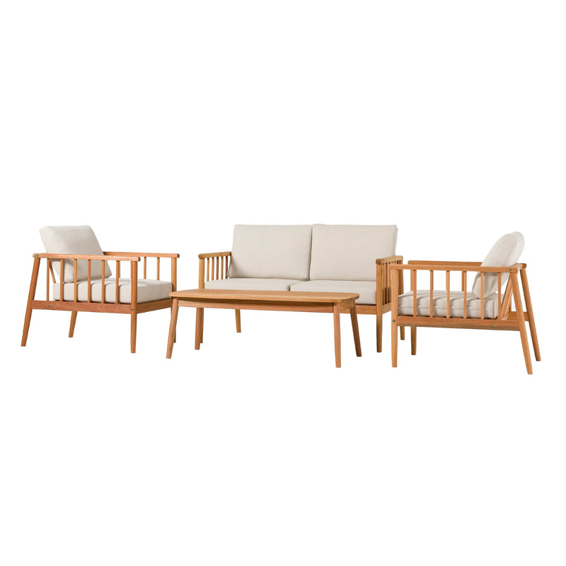 Circa Modern 4-Piece Solid Wood Spindle Patio Chat Set