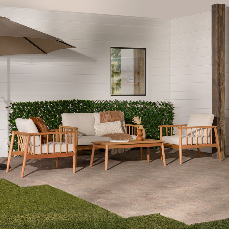 Circa Modern 4-Piece Solid Wood Spindle Patio Chat Set