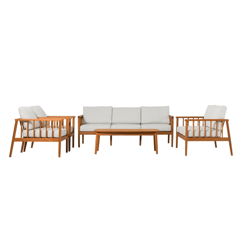 Circa Modern 5-Piece Solid Wood Spindle Patio Chat Set