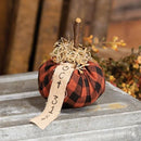 Burnt Orange & Black Stuffed "October 31st" Mini Pumpkin