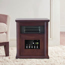 1500-Watt Electric Cabinet 4 Quartz Infrared Heater Wood with LED Digital Screen, Remote Control and Timer