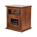 1500-Watt Electric Cabinet 4 Quartz Infrared Heater Wood with LED Digital Screen, Remote Control and Timer
