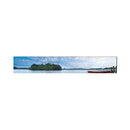 Welcome to Dunaway Red Canoe In Water | Wall Art Print on Real Wood
