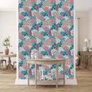 Stylish Blue Floral Wallpaper Fashionable