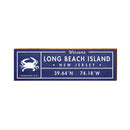 Long Beach Island, New Jersey Crab Coordinates Wooden Sign | Wall Art Print on Real Wood | Navy Blue Latitude Longitude Decor