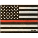 New York City Fire Department, FDNY Flag Wooden Sign | Wall Art Print on Real Wood | Fire Rescue Public Safety Firefighter Firemen Banner