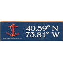 Rockaway Beach, NY Anchor Navy Latitude Longitude | Wall Art Print on Real Wood