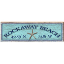 Rockaway Beach Starfish Blue Latitude Longitude | Wall Art Print on Real Wood