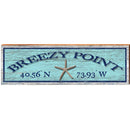 Breezy Point Starfish Blue Latitude Longitude | Wall Art Print on Real Wood