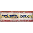 Rockaway Beach, New York Striped Wooden Sign | Wall Art Print on Real Wood
