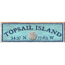 Topsail Island Sand Dollar Blue Latitude Longitude | Wall Art Print on Real Wood