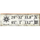 Kemah, TX Compass White Latitude Longitude | Wall Art Print on Real Wood