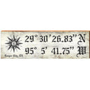 League City, TX Compass White Latitude Longitude | Wall Art Print on Real Wood