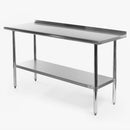 Stainless Steel 60 x 24 inch Heavy Duty NSF Certified  Work Bench Prep Table with Backsplash
