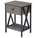 Set of 2 - 1 Drawer Nightstand in Grey and Black Wood Finish