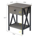 Set of 2 - 1 Drawer Nightstand in Grey and Black Wood Finish