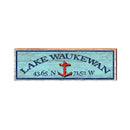 Lake Waukewan Anchor Blue Latitude Longitude | Wall Art Print on Real Wood