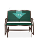 2 Seat Mesh Patio Loveseat Swing Glider Rocker with Armrests in Hunter Green