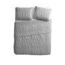 King Coastal Beach Embossed Starfish Seashell Seahorse Grey 3-Piece Quilt Set