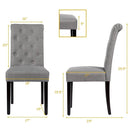 Set of 2 Grey Linen Button Tufted Dining Chair with Wood Legs