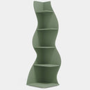 Modern Whimsical 5 Shelf Corner Bookcase in Green Wood Finish
