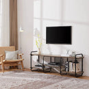 Modern Gray Wood and Metal Entertainment Center TV Stand for TV up to 65-inch