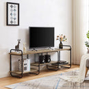 Modern Grey Wood Black Metal Entertainment Center TV Stand for TV up to 75-inch