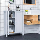 Bathroom Storage Cabinet with Adjustable Shelves in Grey Wood Finish
