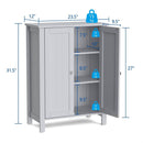 Bathroom Storage Cabinet with Adjustable Shelves in Grey Wood Finish