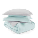 Full/Queen size 3-Piece Microfiber Reversible Comforter Set Aqua Blue and Grey
