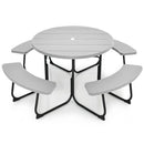 Grey All Weather 8 Seater Picnic Table Umbrella Hole
