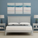 Queen Traditional Solid Oak Wooden Platform Bed Frame with Headboard in Grey